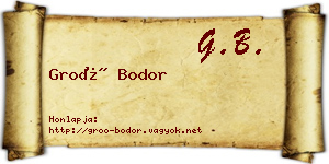 Groó Bodor névjegykártya